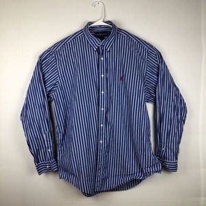 Polo Ralph Lauren Mens Dress Shirt Blue Stripe CBD